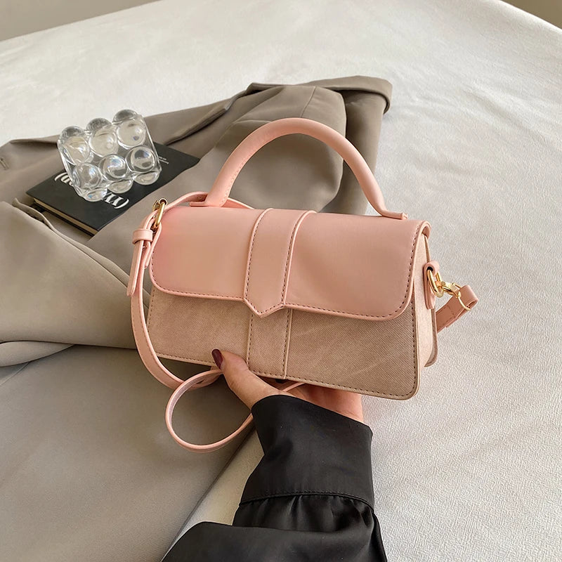Black PU Leather Shoulder Bag for Women – Vintage Square Satchel Crossbody Purse for Daily Use & Work