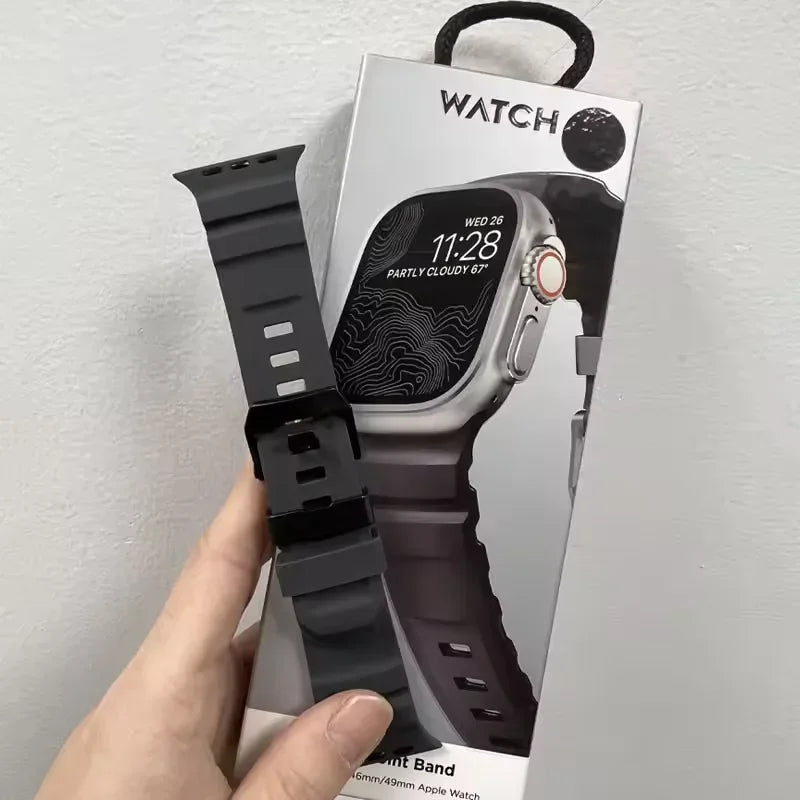 Silicone Sports Band for Apple Watch – Sweat-Proof Breathable Replacement Strap for All Series Ultra 2 / 9 / 8 / 7 / SE for Active Use