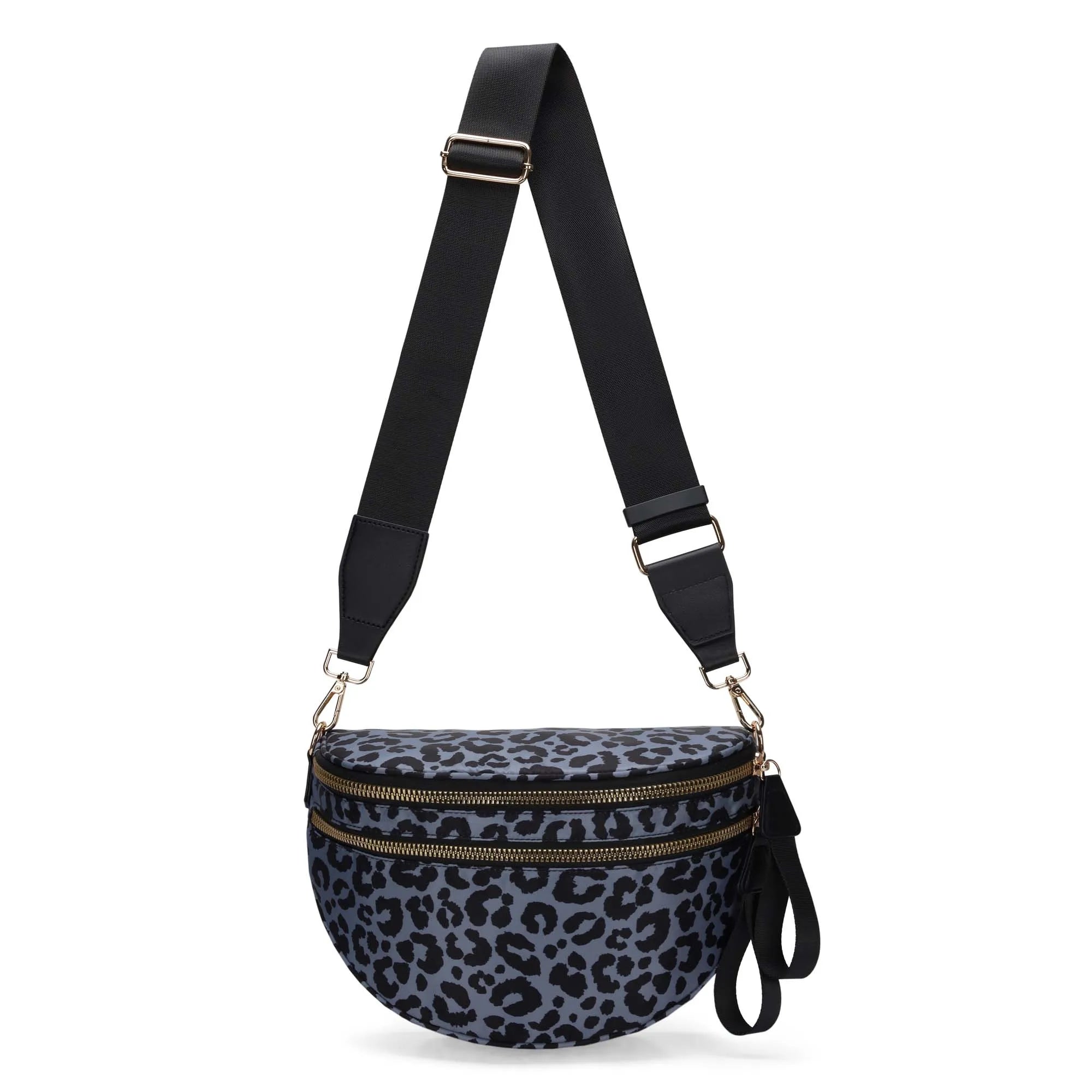 GridLine Black & White Checkered Bum Bag – Spacious Nylon Crossbody Bag for Women