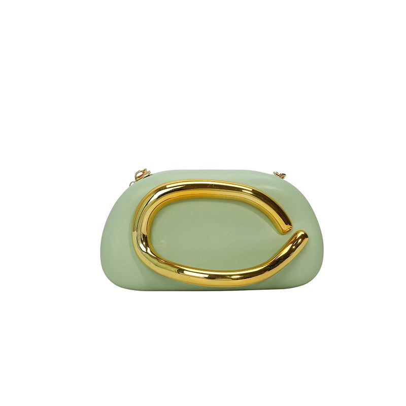 Women's PU Leather Evening Clutch Purse – Metal Detail Shoulder Bag for Wedding, Party & Special Occasions
