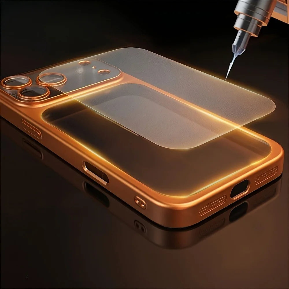 Luxury Plated Transparent Matte Case with Lens Protection for iPhone 13 / 14 / 15 / 16 / 17 / Pro – Electroplated Shockproof Cover with Camera Guard & Slim Matte Finish