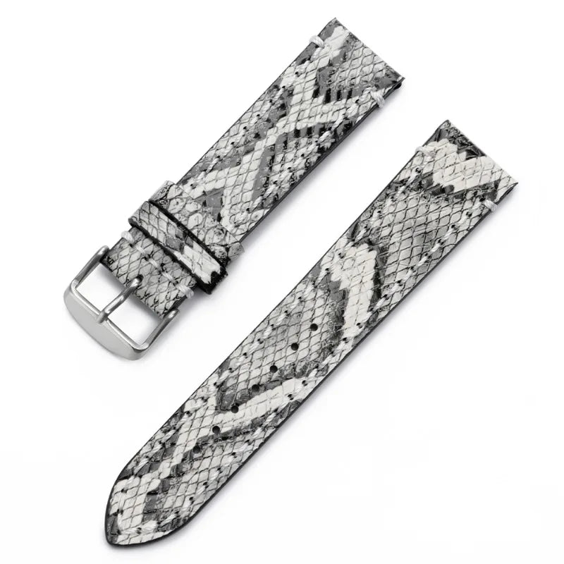 Snake & Shark Skin Embossed Leather Watch Strap 18/20/22mm – Handmade Unisex Wristband