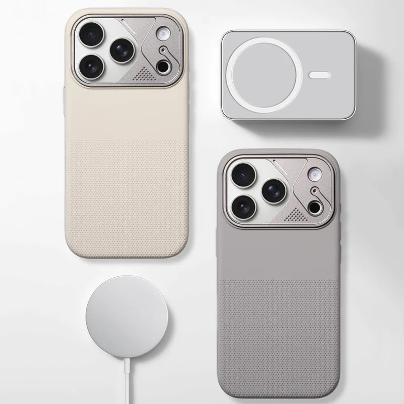MagSafe Silicone Case with Alloy Metal Lens Ring for iPhone 17 – Shockproof Soft Cover with Camera Protection & Wireless Charging Compatible