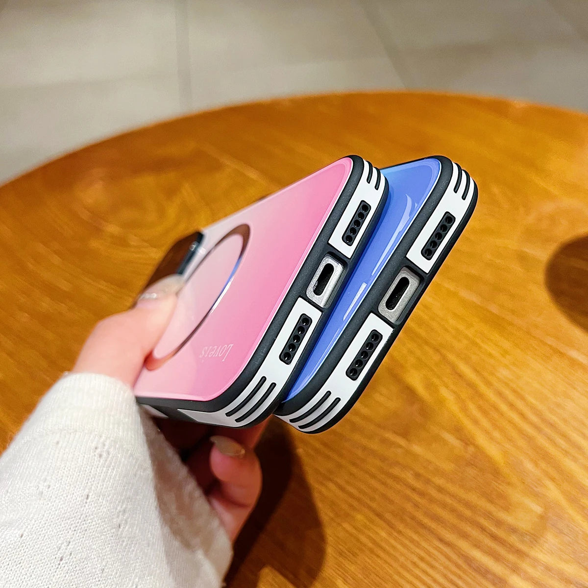 Magnetic Gradient Glass Case for iPhone 14 / 15 / 16 / 17 – MagSafe Compatible Shockproof Cover with Full Camera Lens Protection & Colorful Finish