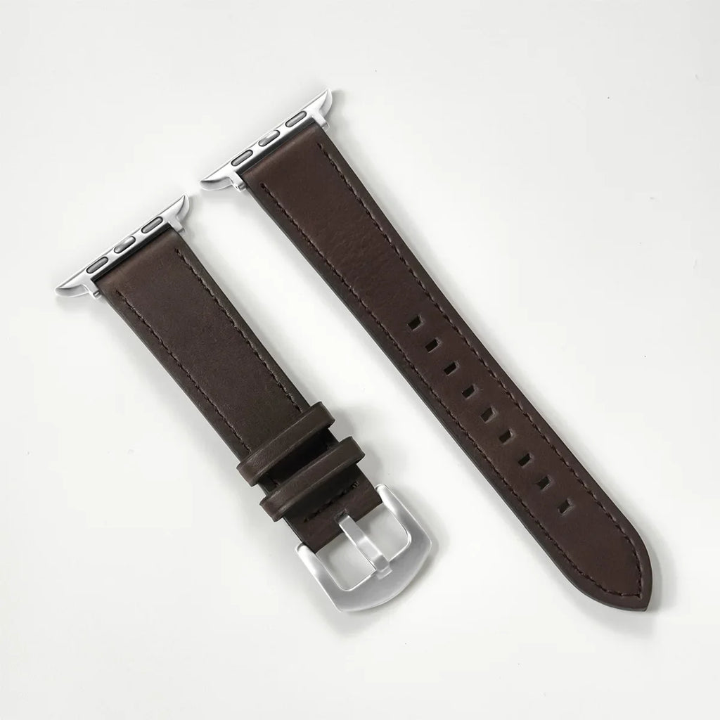 Genuine Leather Apple Watch Band – Classic Style Compatible with All Series Ultra 2 / Ultra / 9 / 8 / 7 / 6 / SE for Men & Women