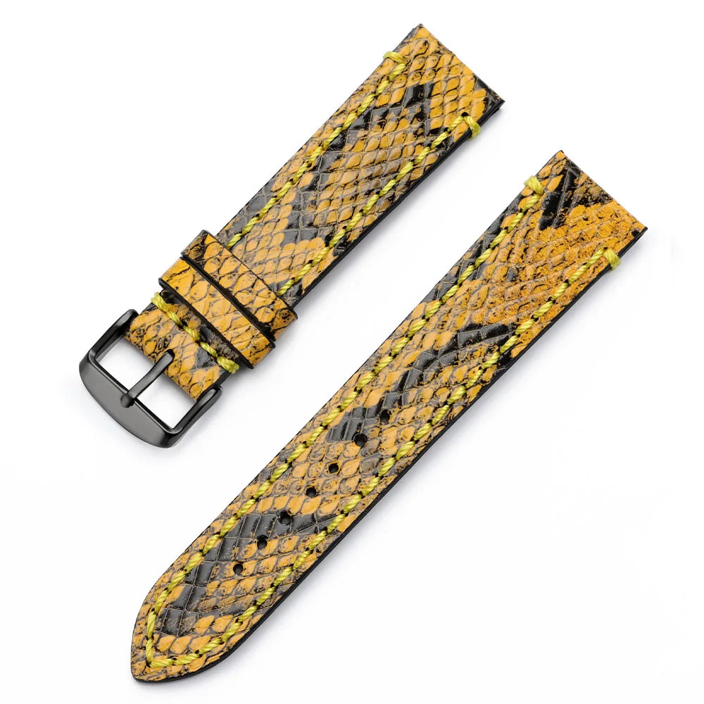 Handmade Genuine Leather Watch Strap 18/20/22mm – Snake Embossed Vintage Cowhide