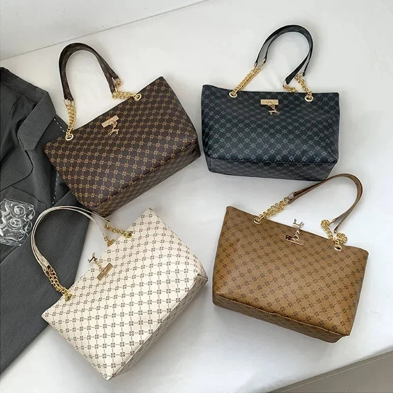 Women's Large Capacity Tote Bag – Soft Vegan Leather Shoulder Handbag with Zipper Pouch & Accessories Set