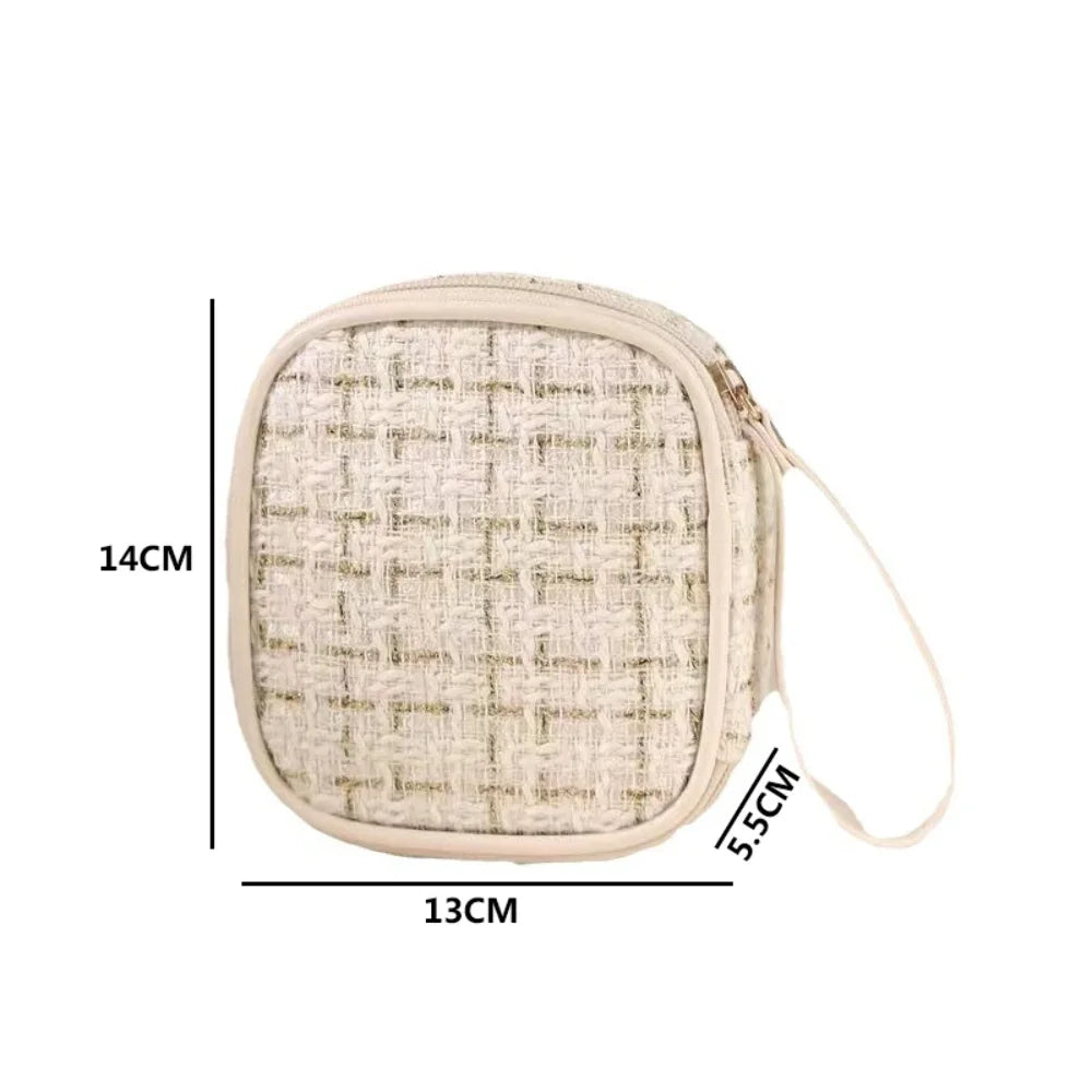 Mini Woven Cosmetic Bag – Portable Zipper Makeup Pouch for Travel, Daily Use & Touch-Up on the Go