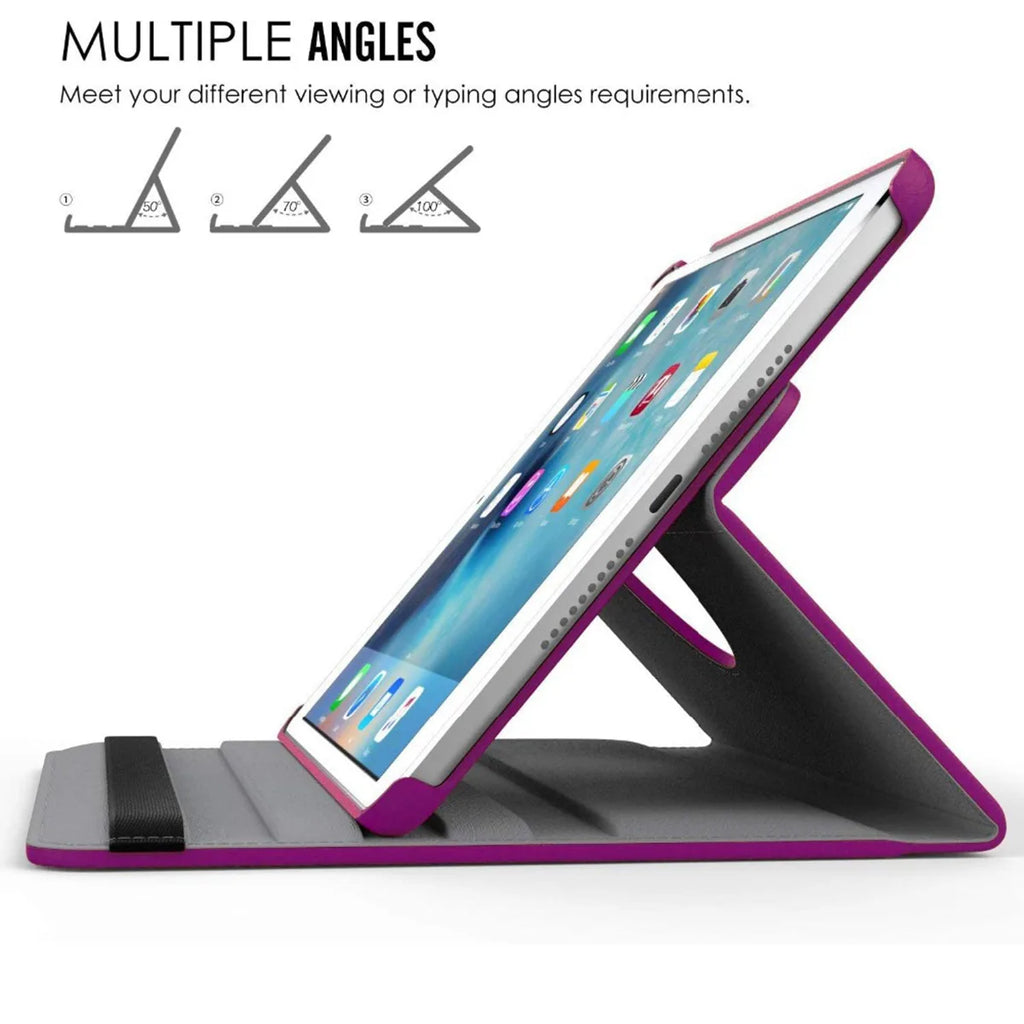 360° Rotating Stand Case for iPad Air & iPad Pro – Shockproof Multi-Angle Folio Cover with Auto Sleep/Wake & Stylus Holder