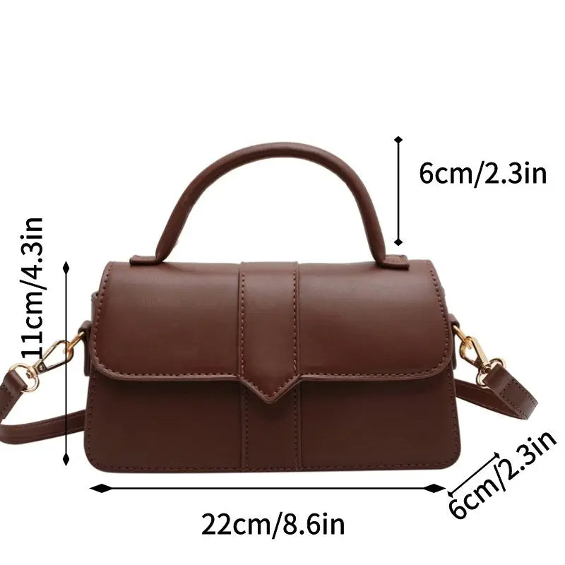 Black PU Leather Shoulder Bag for Women – Vintage Square Satchel Crossbody Purse for Daily Use & Work