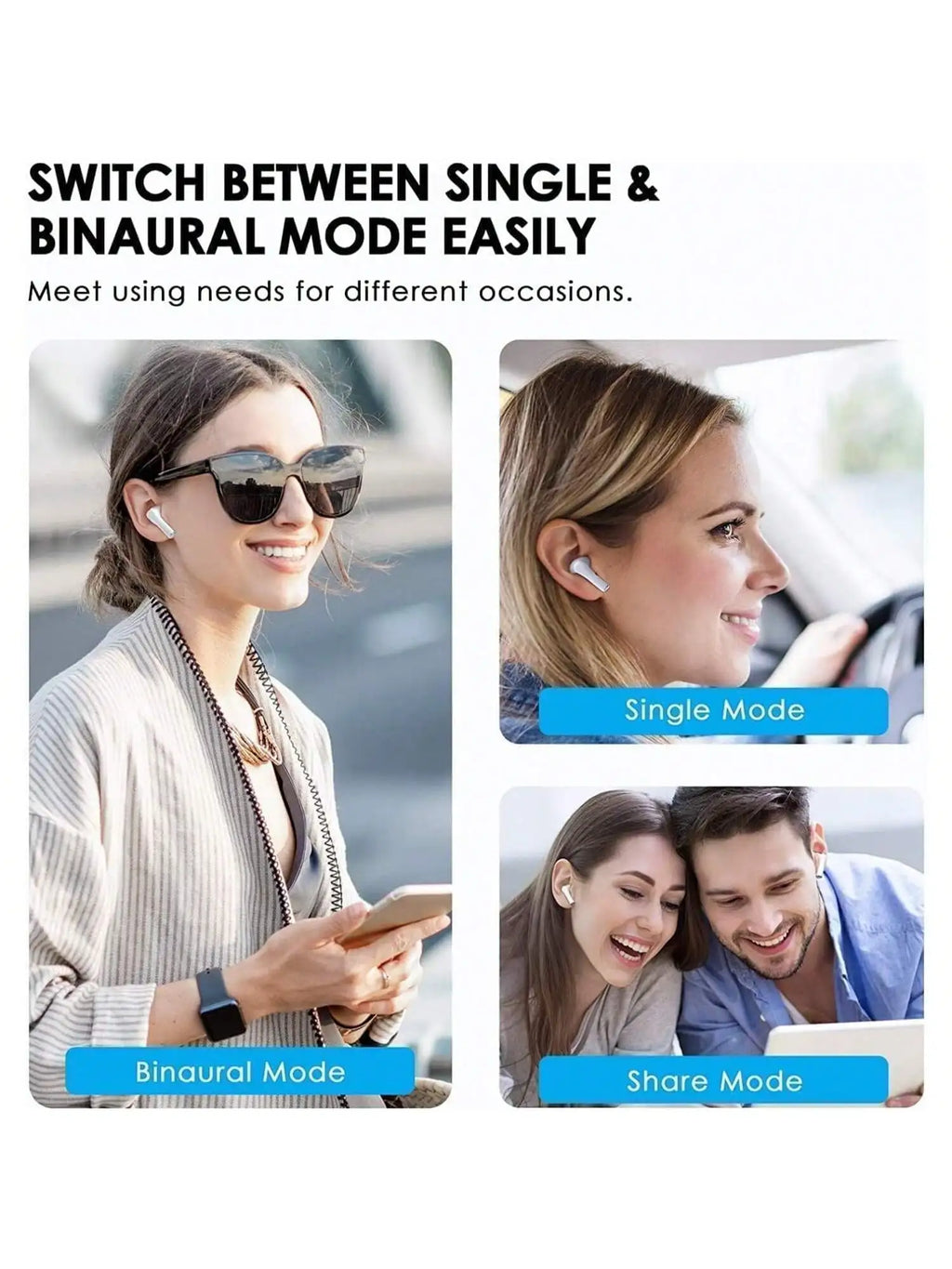 Wireless Bluetooth Earbuds with Smart Touch Control & IPX5 Waterproof – HiFi Stereo Sound with 30H Battery Life & Charging Case