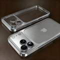 Luxury Plated Transparent Matte Case with Lens Protection for iPhone 13 / 14 / 15 / 16 / 17 / Pro – Electroplated Shockproof Cover with Camera Guard & Slim Matte Finish