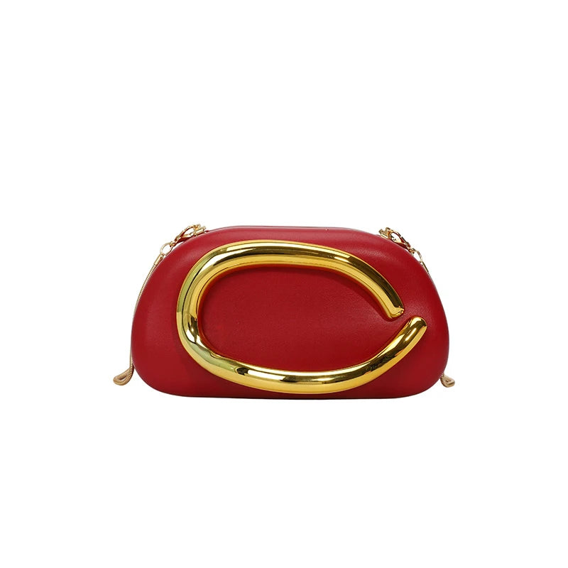 Women's PU Leather Evening Clutch Purse – Metal Detail Shoulder Bag for Wedding, Party & Special Occasions