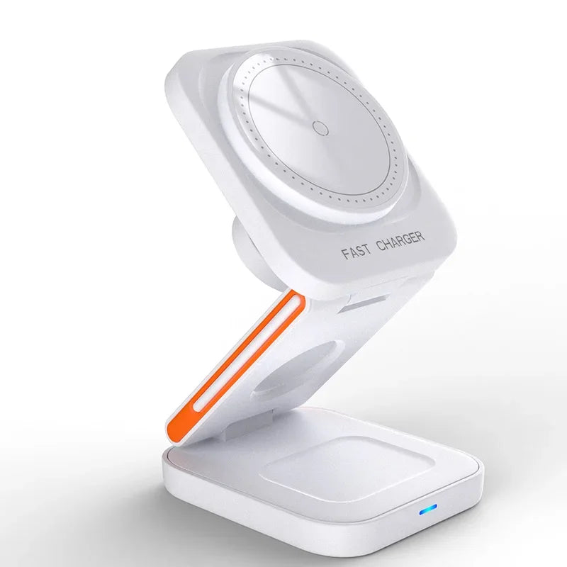 3-in-1 Wireless Charging Dock for Apple Watch, AirPods & iPhone – Fast Charge Station Compatible with MagSafe, All iWatch Series & AirPods Pro