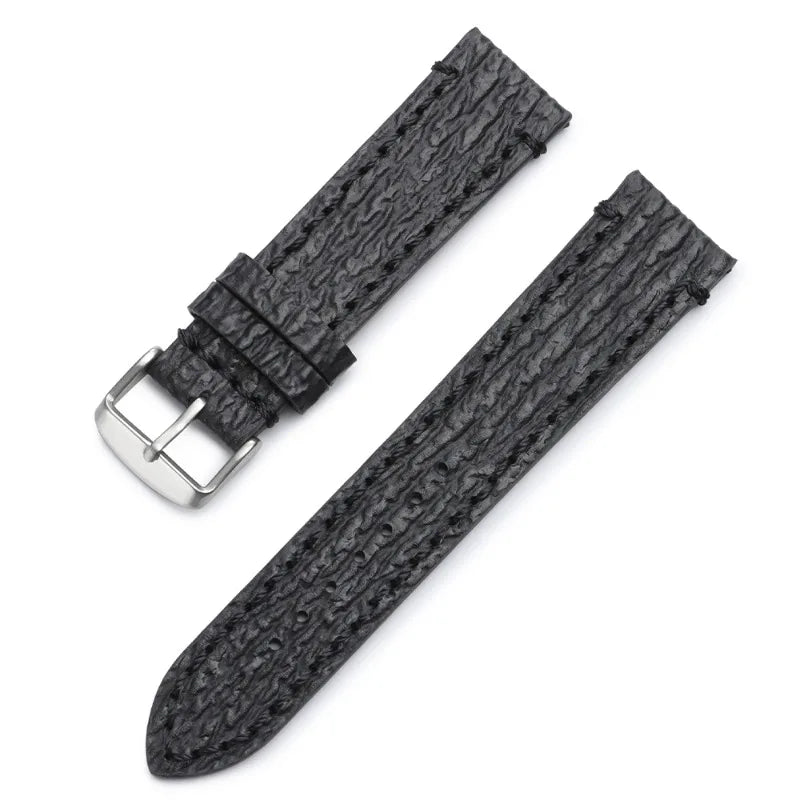Snake & Shark Skin Embossed Leather Watch Strap 18/20/22mm – Handmade Unisex Wristband