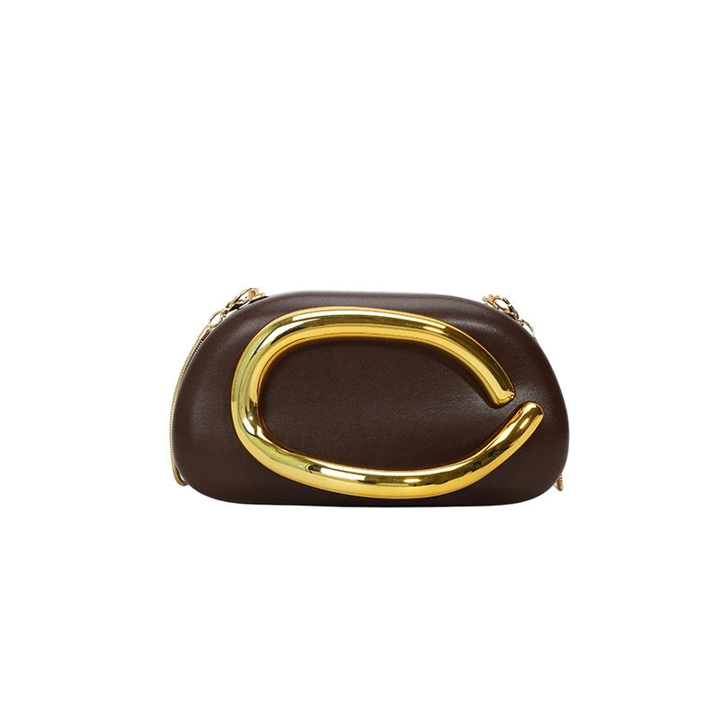 Women's PU Leather Evening Clutch Purse – Metal Detail Shoulder Bag for Wedding, Party & Special Occasions