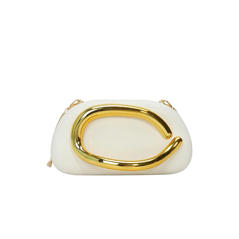 Women's PU Leather Evening Clutch Purse – Metal Detail Shoulder Bag for Wedding, Party & Special Occasions