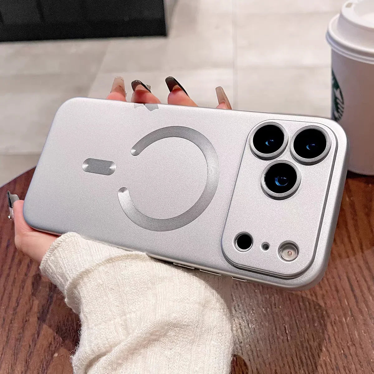 Metallic Paint MagSafe Soft Case for iPhone 12 / 13 / 14 / 15 / 16 / 17 – Shockproof Flexible Cover with Camera Lens Protection & Glossy Metallic Finish
