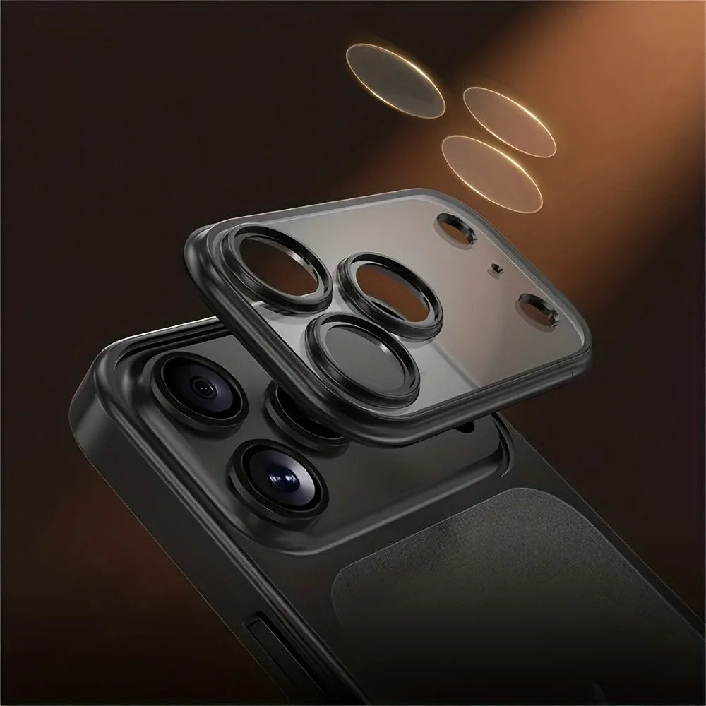 Luxury Plated Transparent Matte Case with Lens Protection for iPhone 13 / 14 / 15 / 16 / 17 / Pro – Electroplated Shockproof Cover with Camera Guard & Slim Matte Finish