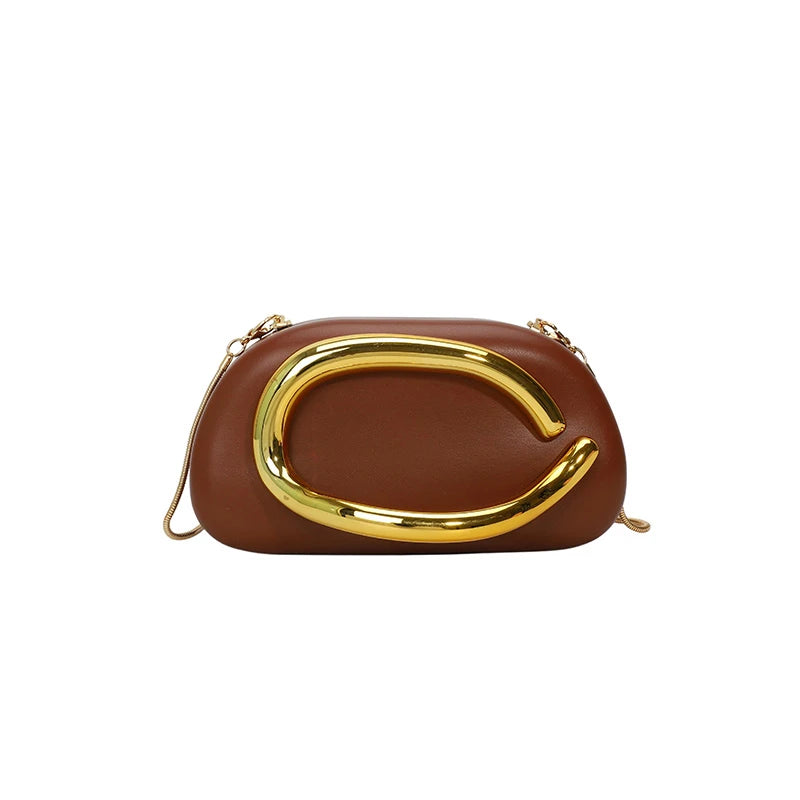 Women's PU Leather Evening Clutch Purse – Metal Detail Shoulder Bag for Wedding, Party & Special Occasions