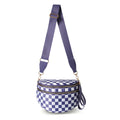 GridLine Black & White Checkered Bum Bag – Spacious Nylon Crossbody Bag for Women