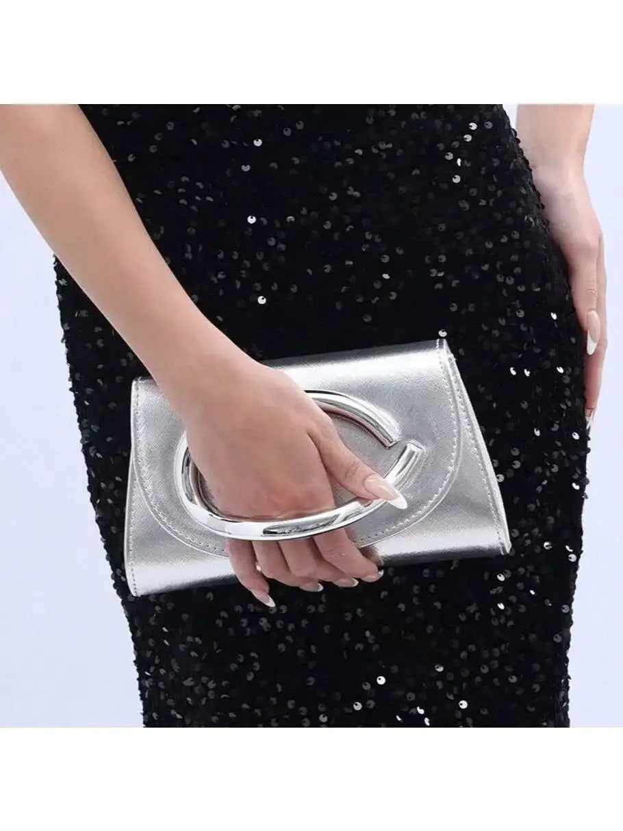Glamorous Shiny Evening Clutch Bag for Women – Formal Handbag for Wedding, Prom & Party with Wrist Strap