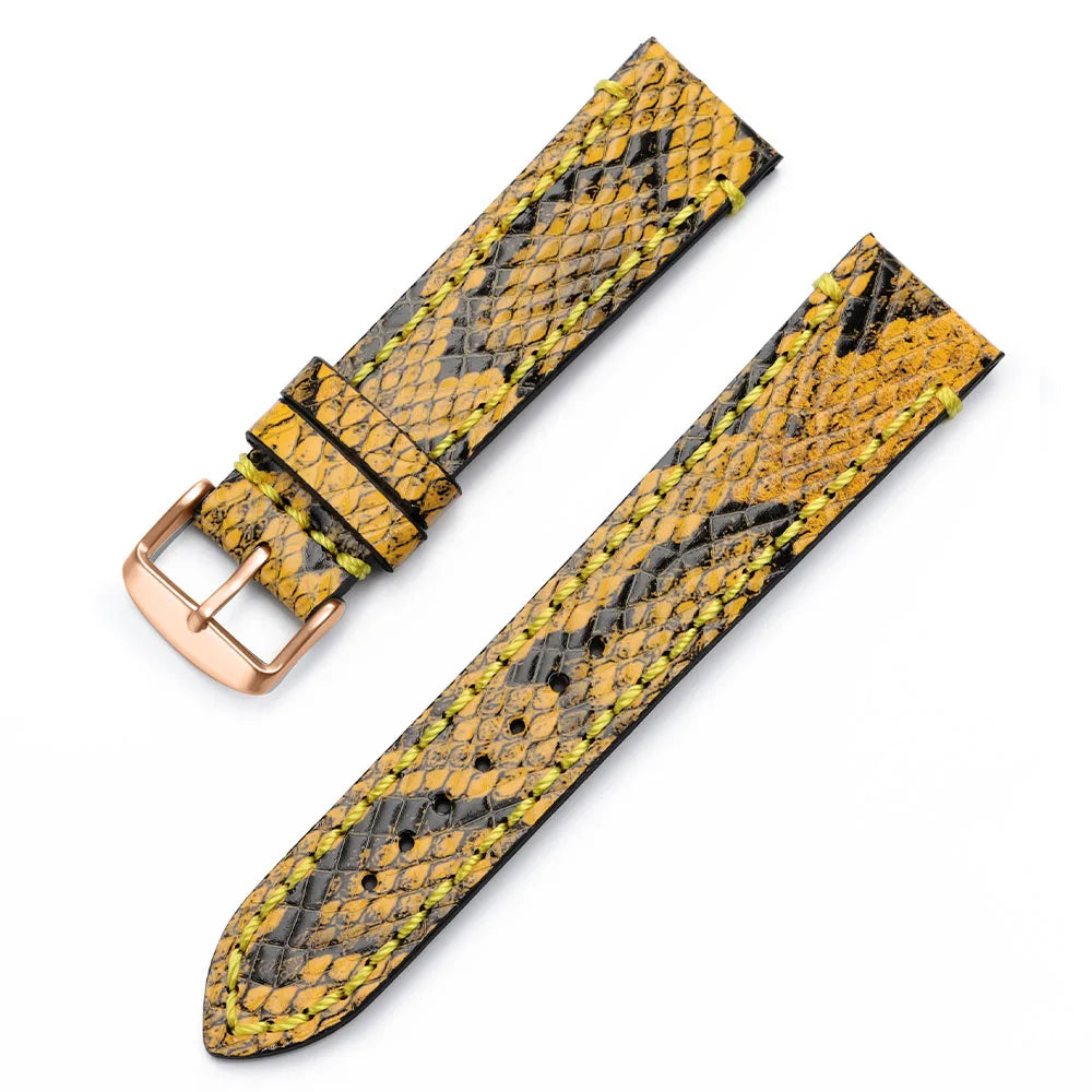 Handmade Genuine Leather Watch Strap 18/20/22mm – Snake Embossed Vintage Cowhide