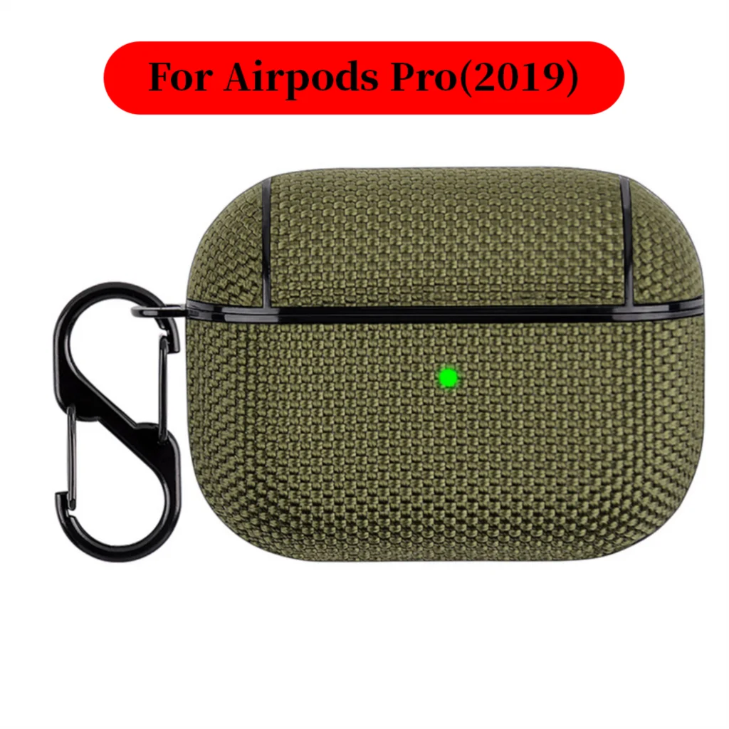 Soft Nylon Fabric Case for AirPods Pro 2 & 1 – Protective Cover with Finger Ring Strap & Carabiner Clip for Daily Carry