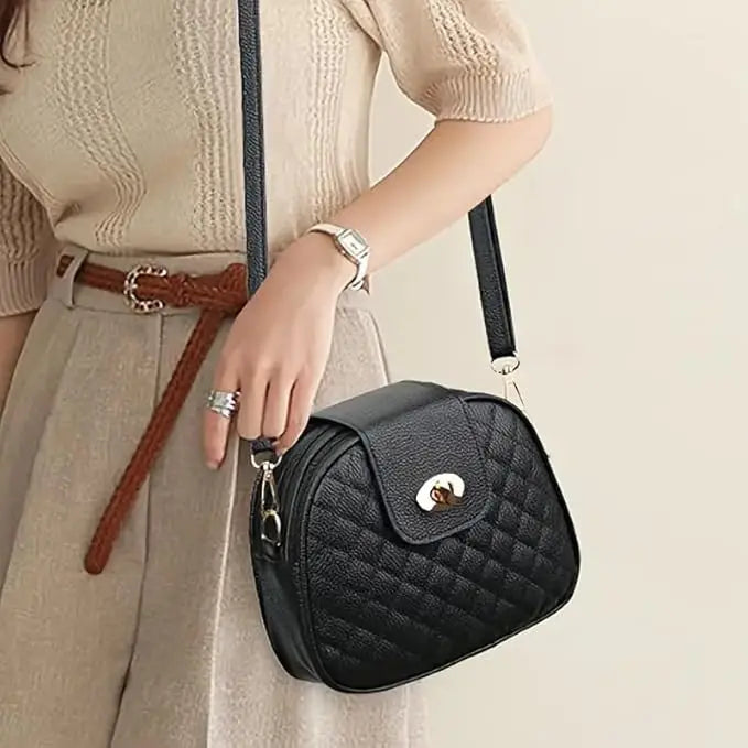 Chic Black Crossbody Bag for Women – Vintage Casual Shoulder Purse with Adjustable Strap & Multiple Pockets for Daily Use