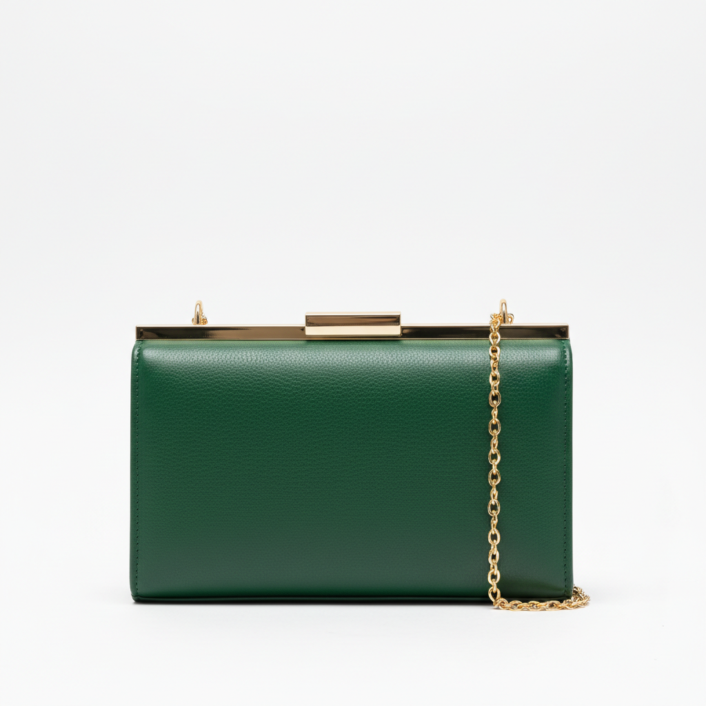 Women's PU leather clutch purse with metal decoration for wedding and party