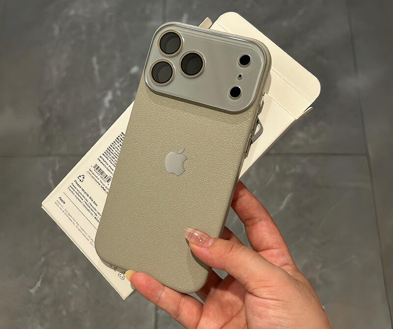 Leather Texture iPhone Case with Logo Cutout – Slim Protective Cover for iPhone 14 / 15 / 16 / 17 Series